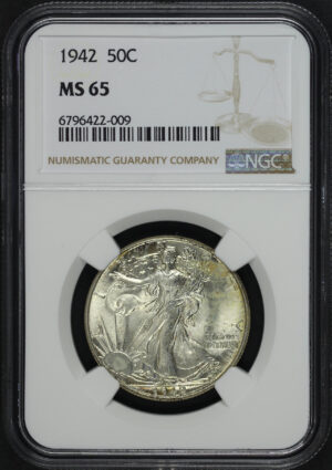 Obverse of this 1942 Walking Liberty Half Dollar NGC MS-65