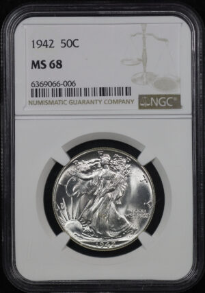 Obverse of this 1942 Walking Liberty Half Dollar NGC MS-68