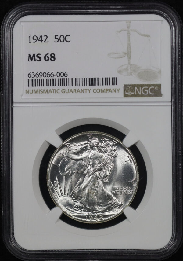 Obverse of this 1942 Walking Liberty Half Dollar NGC MS-68
