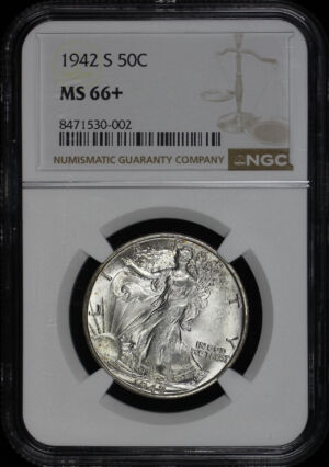 Obverse of this 1942-S Walking Liberty Half Dollar NGC MS-66+