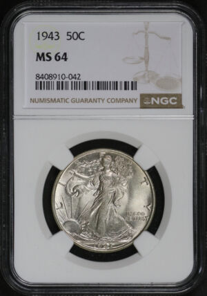 Obverse of this 1943 Walking Liberty Half Dollar NGC MS-64
