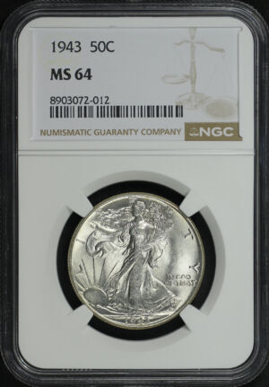 Obverse of this 1943 Walking Liberty Half Dollar NGC MS-64