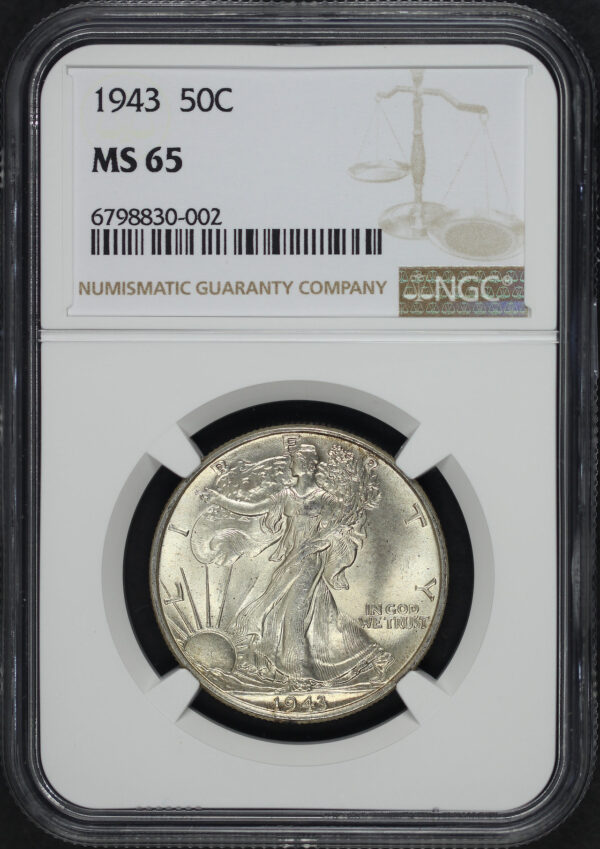 Obverse of this 1943 Walking Liberty Half Dollar NGC MS-65