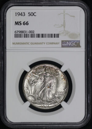 Obverse of this 1943 Walking Liberty Half Dollar NGC MS-66