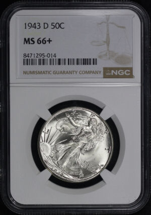 Obverse of this 1943-D Walking Liberty Half Dollar NGC MS-66+