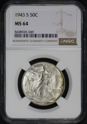 Obverse of this 1943-S Walking Liberty Half Dollar NGC MS-64