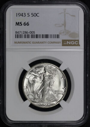 Obverse of this 1943-S Walking Liberty Half Dollar NGC MS-66