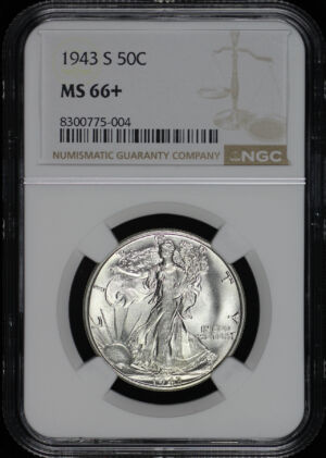 Obverse of this 1943-S Walking Liberty Half Dollar NGC MS-66+