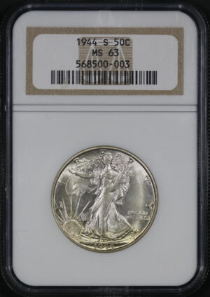 Obverse of this 1944-S Walking Liberty Half Dollar NGC MS-63