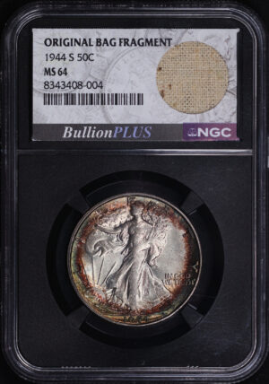 Obverse of this 1944-S Walking Liberty Half Dollar NGC MS-64 Black Core Original Bag Fragment