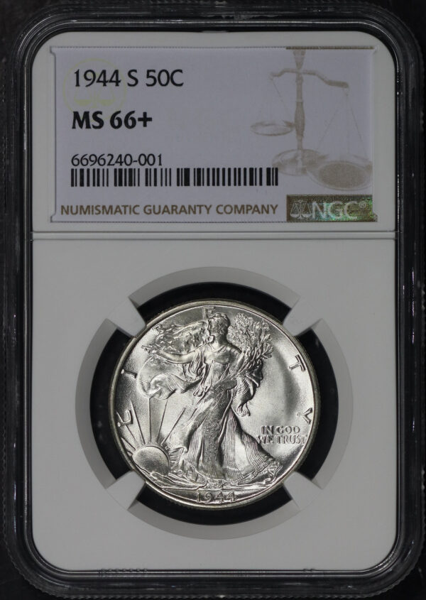 Obverse of this 1944-S Walking Liberty Half Dollar NGC MS-66+
