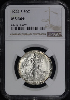 Obverse of this 1944-S Walking Liberty Half Dollar NGC MS-66+
