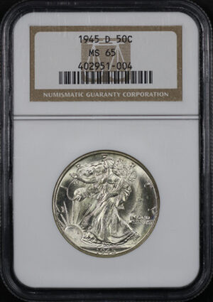 Obverse of this 1945-D Walking Liberty Half Dollar NGC MS-65