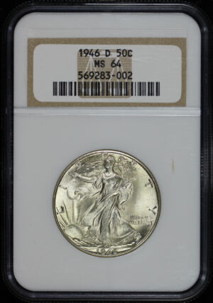 Obverse of this 1946-D Walking Liberty Half Dollar NGC MS-64