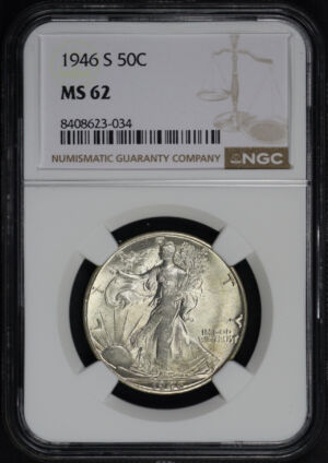 Obverse of this 1946-S Walking Liberty Half Dollar NGC MS-62