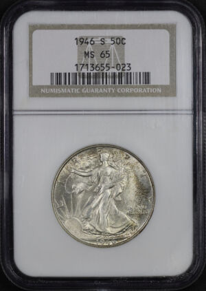 Obverse of this 1946-S Walking Liberty Half Dollar NGC MS-65