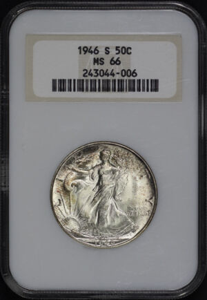 Obverse of this 1946-S Walking Liberty Half Dollar NGC MS-66 Old Fatty Holder