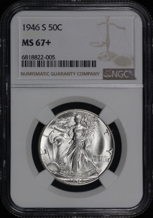 Obverse of this 1946-S Walking Liberty Half Dollar NGC MS-67+