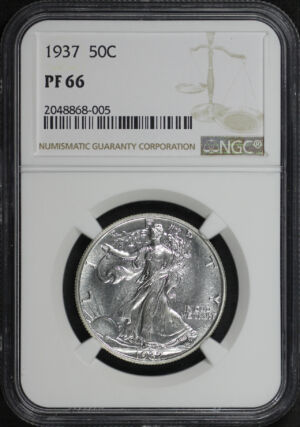 Obverse of this 1937 Walking Liberty Half Dollar NGC PF-66