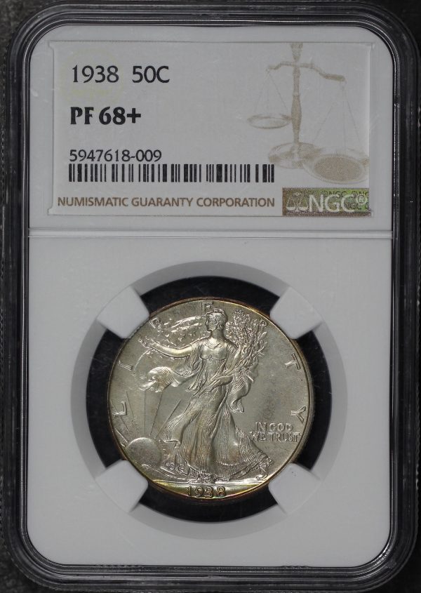 Obverse of this 1938 Walking Liberty Half Dollar NGC PF-68+