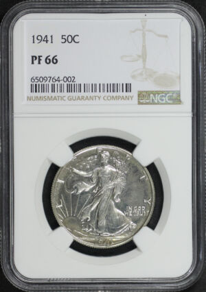 Obverse of this 1941 Walking Liberty Half Dollar NGC PF-66