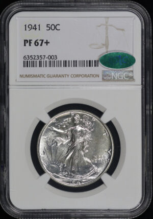 Obverse of this 1941 Walking Liberty Half Dollar NGC PF-67+ CAC