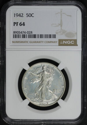 Obverse of this 1942 Walking Liberty Half Dollar NGC PF-64