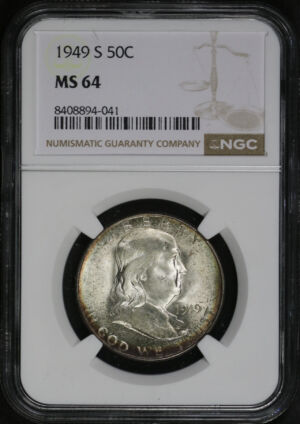 Obverse of this 1949-S Franklin Half Dollar NGC MS-64