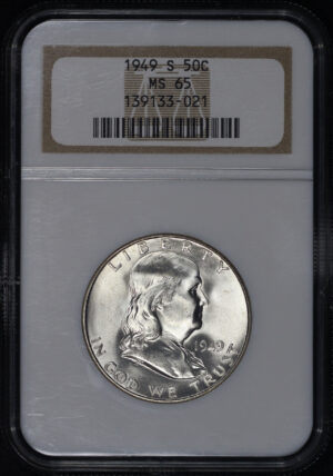 Obverse of this 1949-S Franklin Half Dollar NGC MS-65