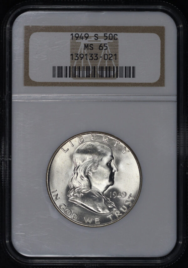 Obverse of this 1949-S Franklin Half Dollar NGC MS-65