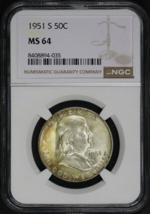 Obverse of this 1951-S Franklin Half Dollar NGC MS-64