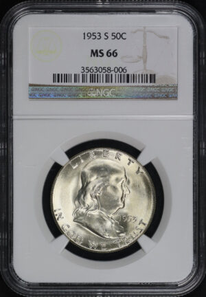 Obverse of this 1953-S Franklin Half Dollar NGC MS-66