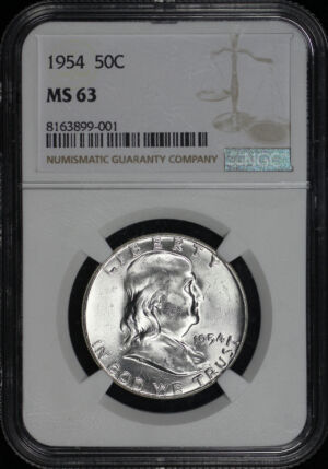 Obverse of this 1954 Franklin Half Dollar NGC MS-63