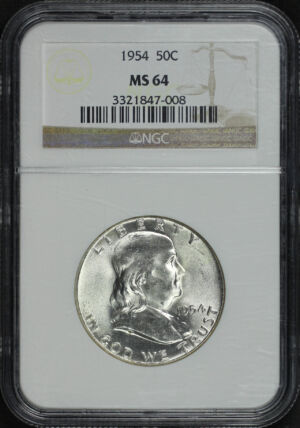 Obverse of this 1954 Franklin Half Dollar NGC MS-64