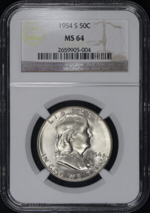 Obverse of this 1954-S Franklin Half Dollar NGC MS-64