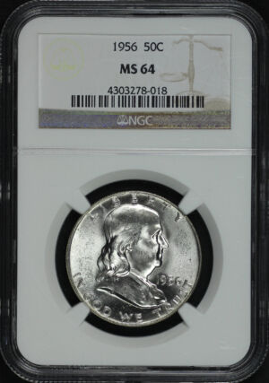 Obverse of this 1956 Franklin Half Dollar NGC MS-64