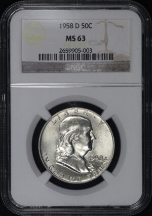 Obverse of this 1958-D Franklin Half Dollar NGC MS-63