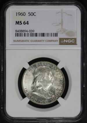 Obverse of this 1960 Franklin Half Dollar NGC MS-64