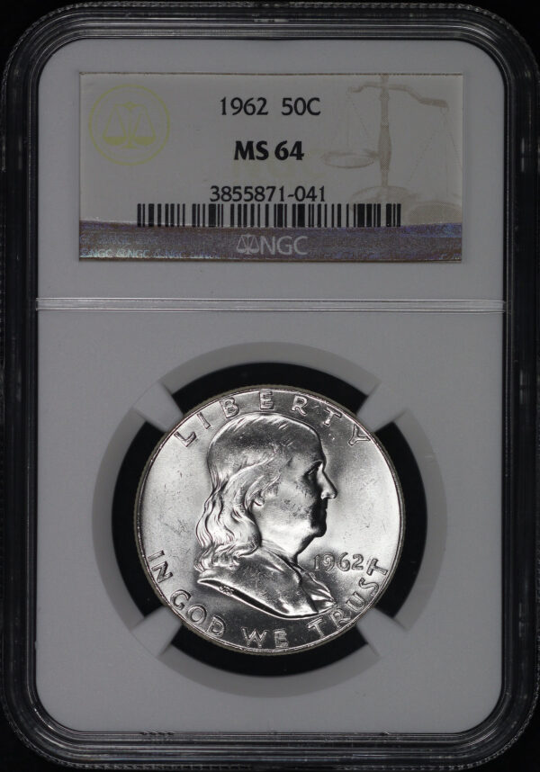 Obverse of this 1962 Franklin Half Dollar NGC MS-64