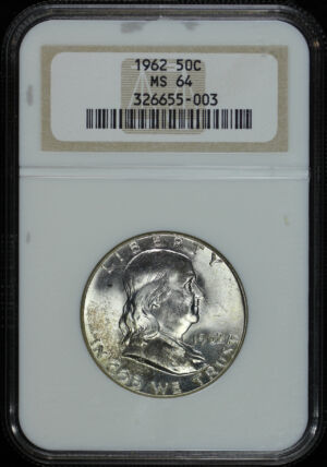 Obverse of this 1962 Franklin Half Dollar NGC MS-64