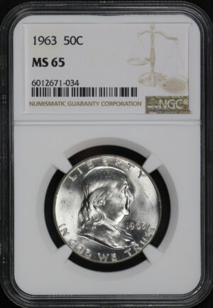 Obverse of this 1963 Franklin Half Dollar NGC MS-65