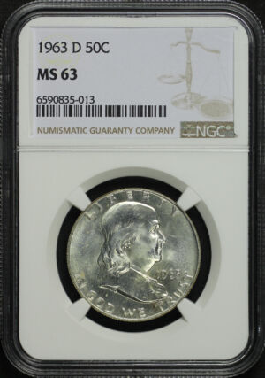 Obverse of this 1963-D Franklin Half Dollar NGC MS-63