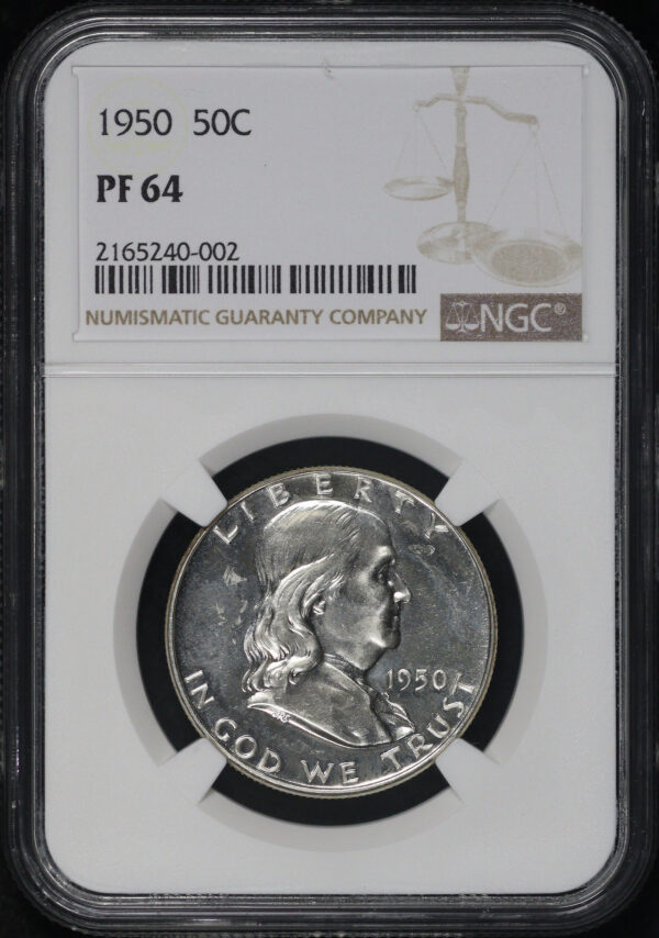 Obverse of this 1950 Franklin Half Dollar NGC PF-64
