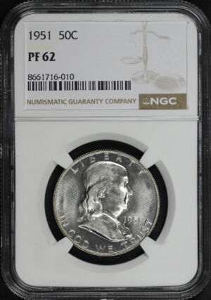 Obverse of this 1951 Franklin Half Dollar NGC PF-62