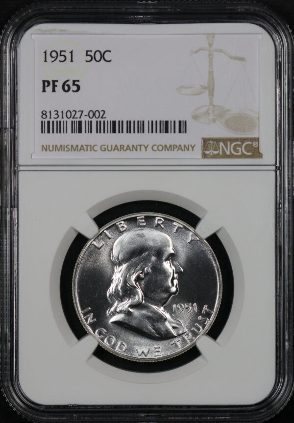 Obverse of this 1951 Franklin Half Dollar NGC PF-65