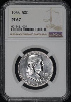 Obverse of this 1953 Franklin Half Dollar NGC PF-67