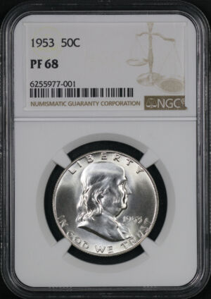 Obverse of this 1953 Franklin Half Dollar NGC PF-68
