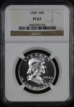 Obverse of this 1954 Franklin Half Dollar NGC PF-67
