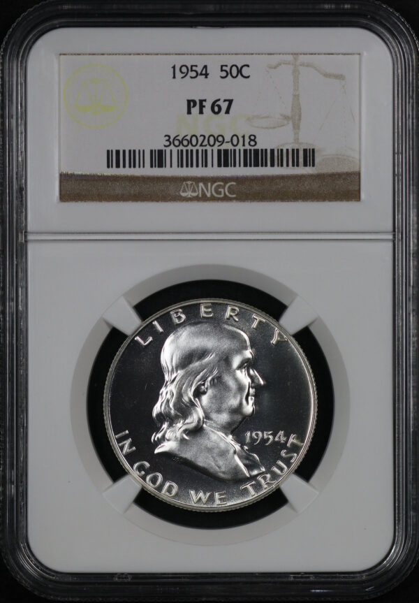 Obverse of this 1954 Franklin Half Dollar NGC PF-67