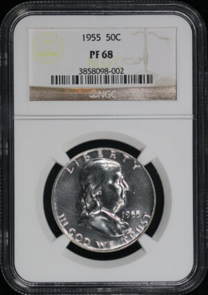 Obverse of this 1955 Franklin Half Dollar NGC PF-68